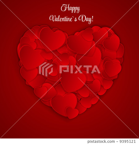 Happy Valentines Day Card with Heart. Vector Illustration 9395121