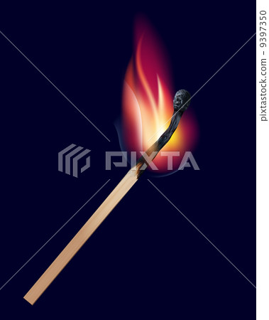 Burning match on black. Vector illustration 9397350