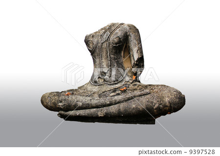 White isolated of an old broken buddha White isolated of an old broken buddha 9397528