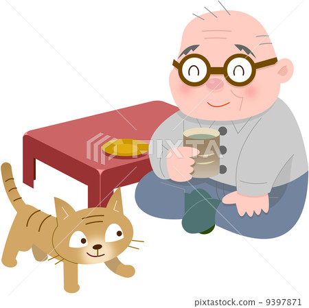 An old man drinking tea at the Zashiki 9397871