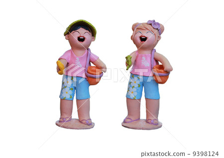 Clay boy and girl isolated on white. 9398124