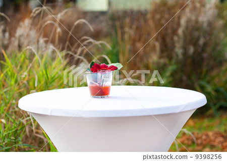 Bar table decorated for outdoor wedding 9398256