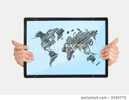 tablet with world map tablet with world map 9399778