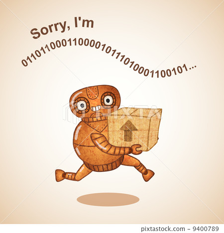 Delivery cyborg runs with container 9400789