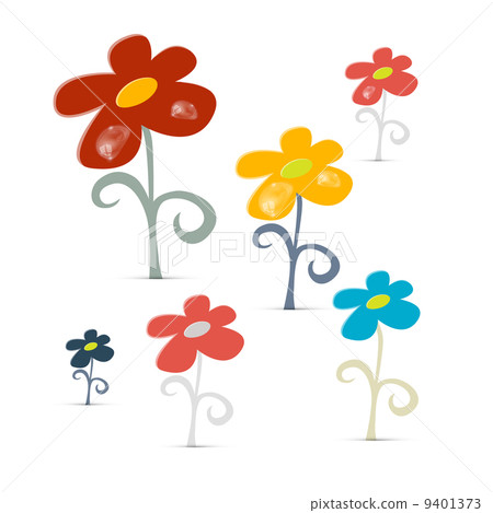Abstract Vector Flowers Isolated on White... - Stock Illustration ...