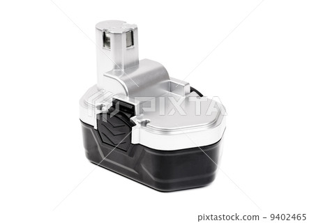 Silver black Screwdriver Battery isolated on white background 9402465