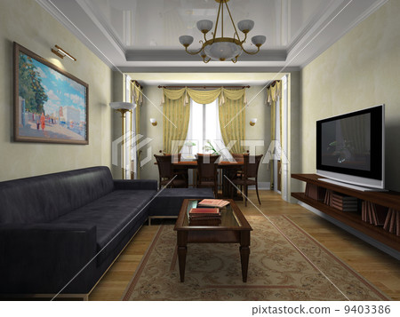 View on the interior in classical style 9403386