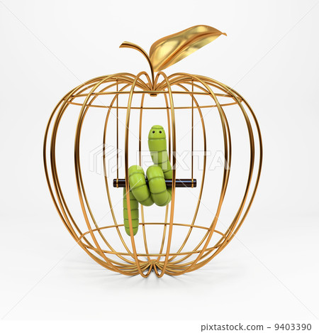 Green worm in the apple 9403390