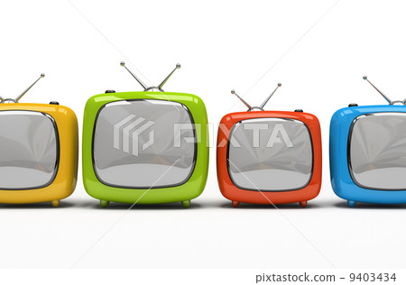 Four colorful television sets isolated on white background 9403434