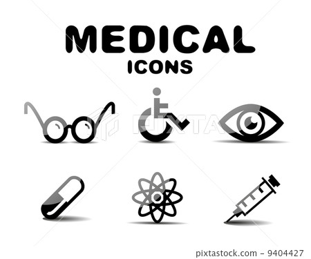 Black glossy medical icon set 9404427