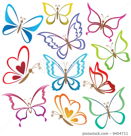 Set abstract butterflies Set abstract butterflies 9404711