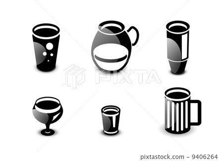 Glossy drinks and beverages icon set 9406264