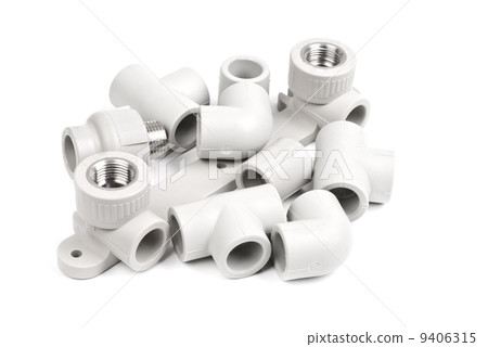 Fitting - PVC connection coupler to connect polypropylene tubes, isolated on a whiter 9406315