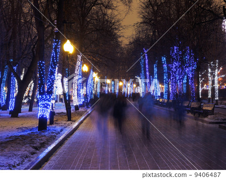 night illumination of Moscow boulevard night illumination of Moscow boulevard 9406487