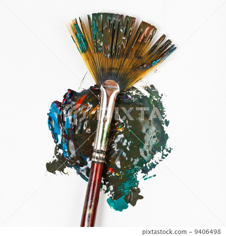 fan paintbrush blends multicolored watercolors 9406498