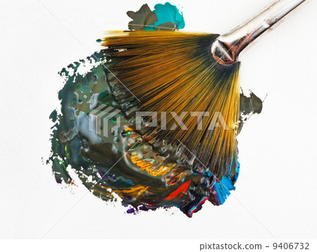 fan paintbrush blends multicolored watercolors fan paintbrush blends multicolored watercolors 9406732