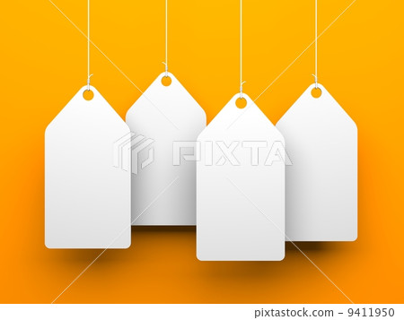 White tags on orange background 9411950