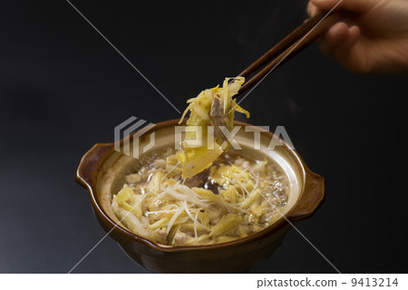 一塊熱的白菜和豬肉 9413214