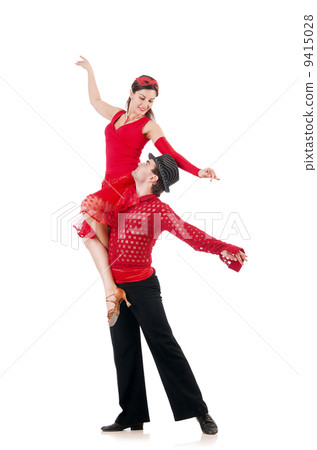 Pair of dancers isolated on the white 9415028