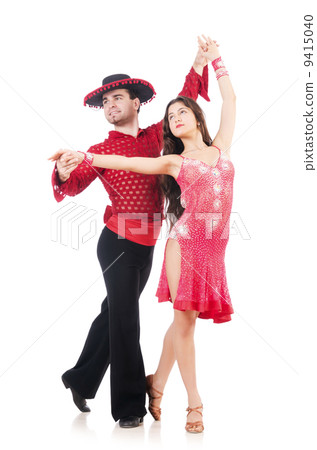 Pair of dancers isolated on the white 9415040