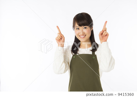 圍裙女性指向手 圍裙女性指向手 9415360