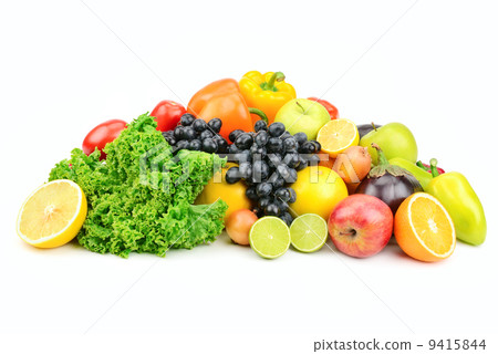 set fruit and vegetables isolated on white 9415844