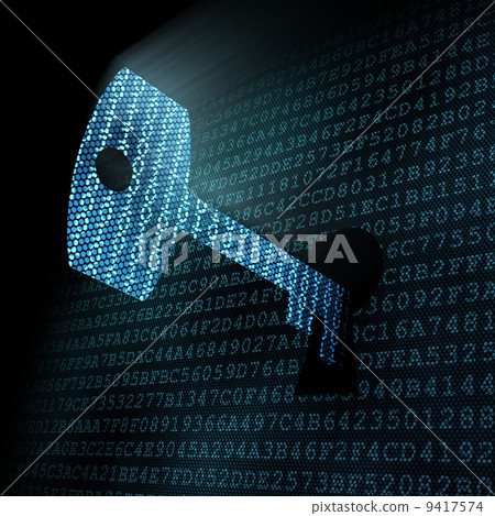 Digital key in pixeled keyhole - Stock Illustration [9417574] - PIXTA