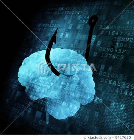 Hooked Brain on digital screen Hooked Brain on digital screen 9417620