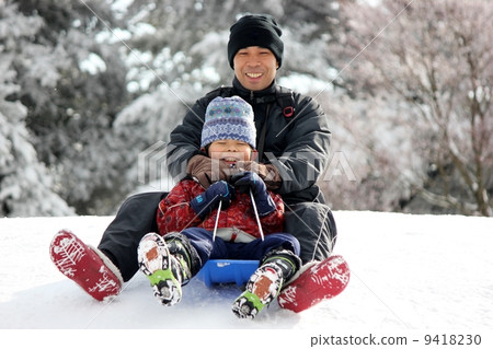 Sled slipping with parent and child Sled slipping with parent and child 9418230