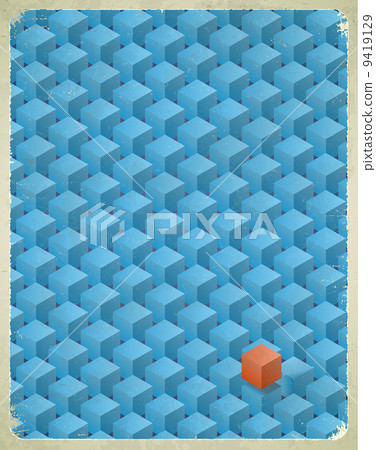 Aged card with cubes pattern Aged card with cubes pattern 9419129
