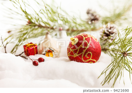 Christmas balls with snow Christmas balls with snow 9421690