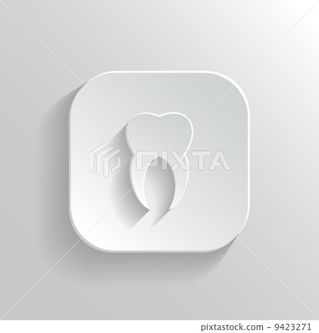 Tooth icon - vector white app button-插圖素材 [9423271] - PIXTA圖庫