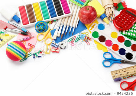 office and student accessories isolated over white background. B office and student accessories isolated over white background. B 9424226