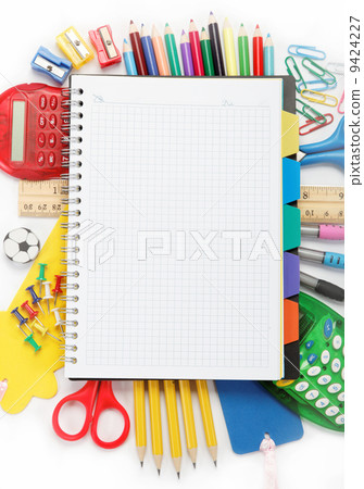 office and student accessories isolated over white background. B office and student accessories isolated over white background. B 9424227