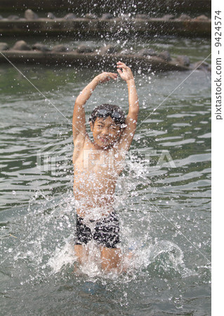 A boy who plays in the river A boy who plays in the river 9424574