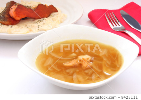 蔥湯西部食物白色背景 9425111