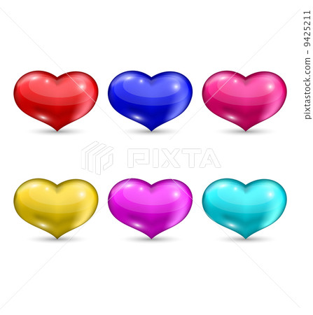 Set colorful hearts isolated on white background - Stock Illustration ...