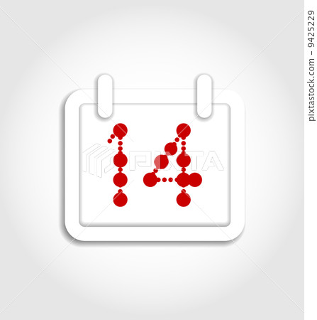 Calendar icon for Valentines day on 14th february 9425229