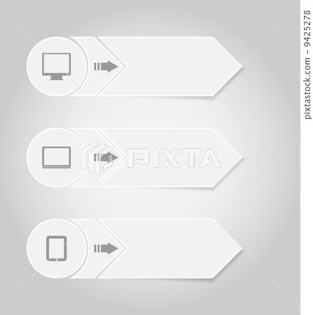 Infographic design template paper tags with electronic device 9425278