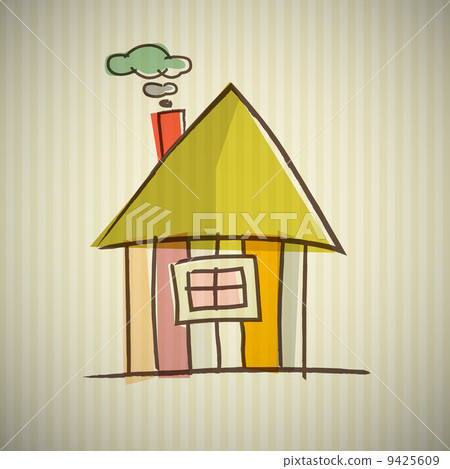 House Illustration on Cardboard Background House Illustration on Cardboard Background 9425609