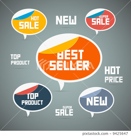Retro Labels, Tags. Best Seller, New, Super Sale, Top Product. 9425647