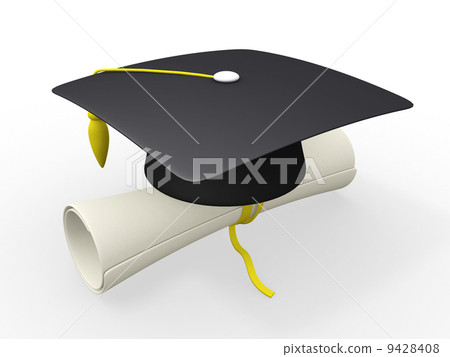 3d graduation cap and diploma - Stock Illustration [9428408] - PIXTA