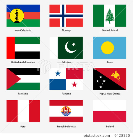 Set  Flags of world sovereign states. Vector illustration. Set n 9428520