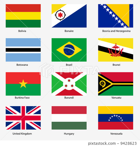 Set  Flags of world sovereign states. Vector illustration. Set n 9428623