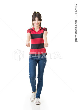 Asian woman push Asian woman push 9432467