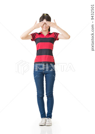 Young asian woman cover her eyes 9432501