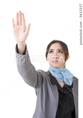 Asian business woman point or touch something Asian business woman point or touch something 9432837