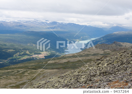 Lake Vagavatnet seen from Blahoe mountain (Vaga, Norway) 9437264