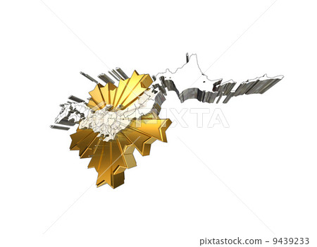 Police emblem and Japan map 9439233