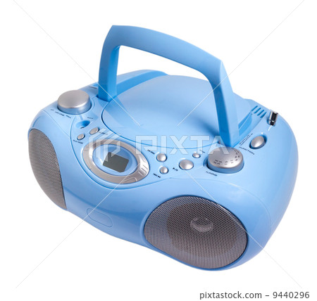 blue stereo CD mp3 radio cassette recorder isolated on white cli blue stereo CD mp3 radio cassette recorder isolated on white cli 9440296